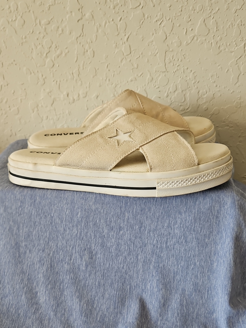 Converse Women’s One Star Egret Cream Cross-Strap Platform Mules, Size 10 - Picture 4 of 10